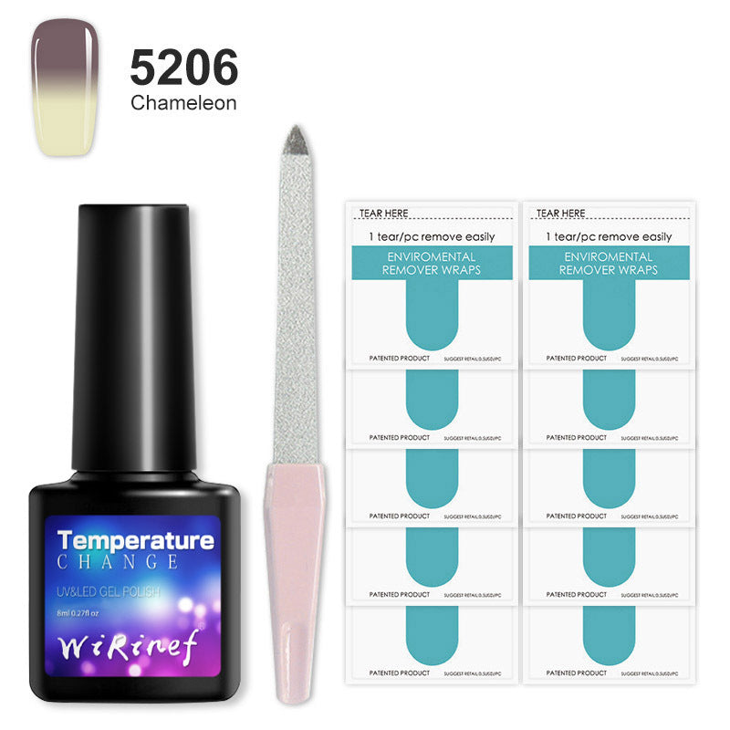 8ML Temperature Color Gel Nail Polish Nail File Buffing Stick Nail Polish Remover Combo kit