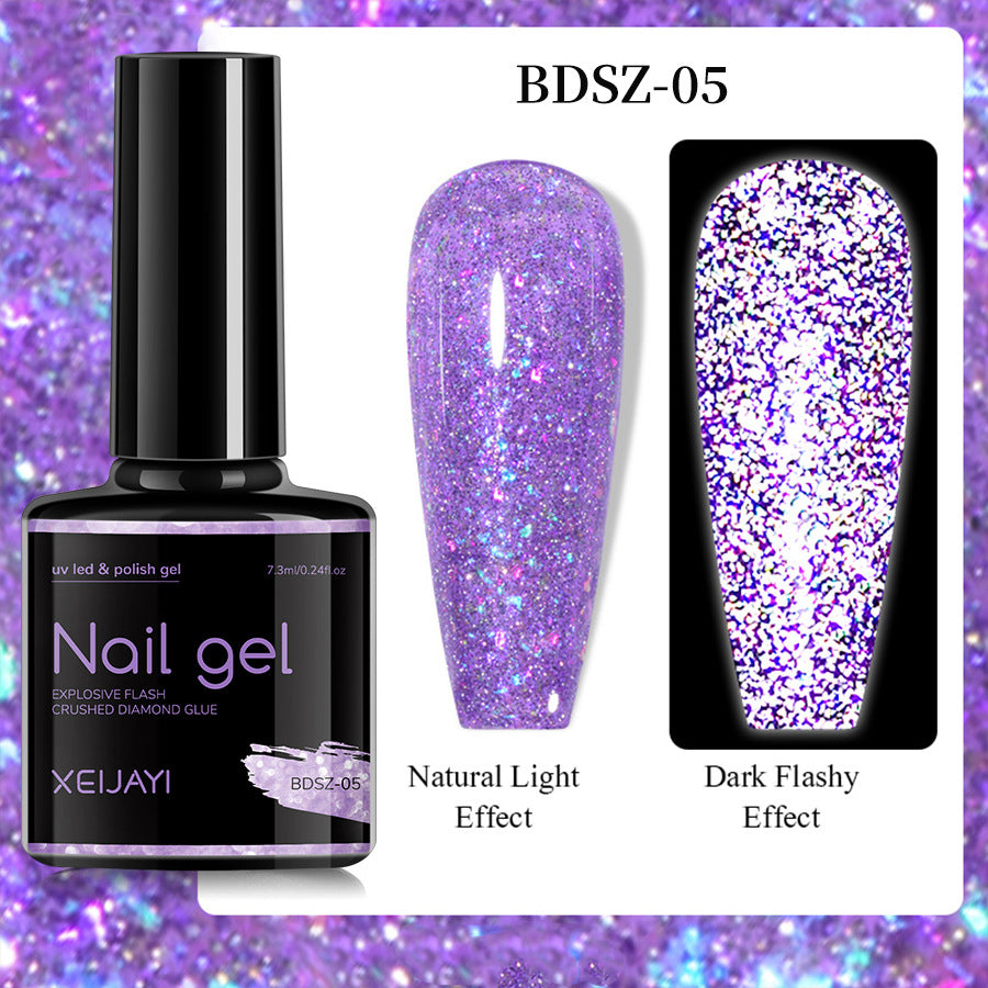 XEIJAYI Giltter Diamond Nail Gel Polish Of 9 Colors Set Soak Off UV Gel Polish 7.3ml/pcs