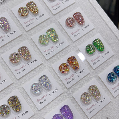 Miss Gooey 16 Colors Glitter Gel Nail Polish Kit 8ml/pcs (with White Display Board)