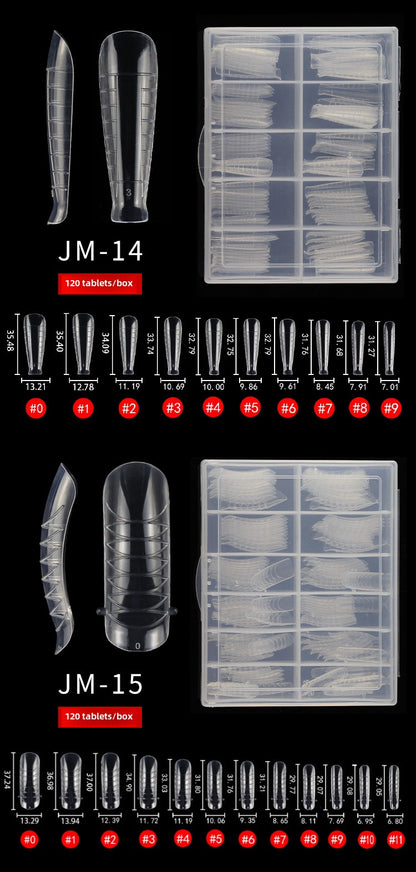 120PCS Nail Dual Forms 15 Size Extension Acrylic Nail Molds Sets