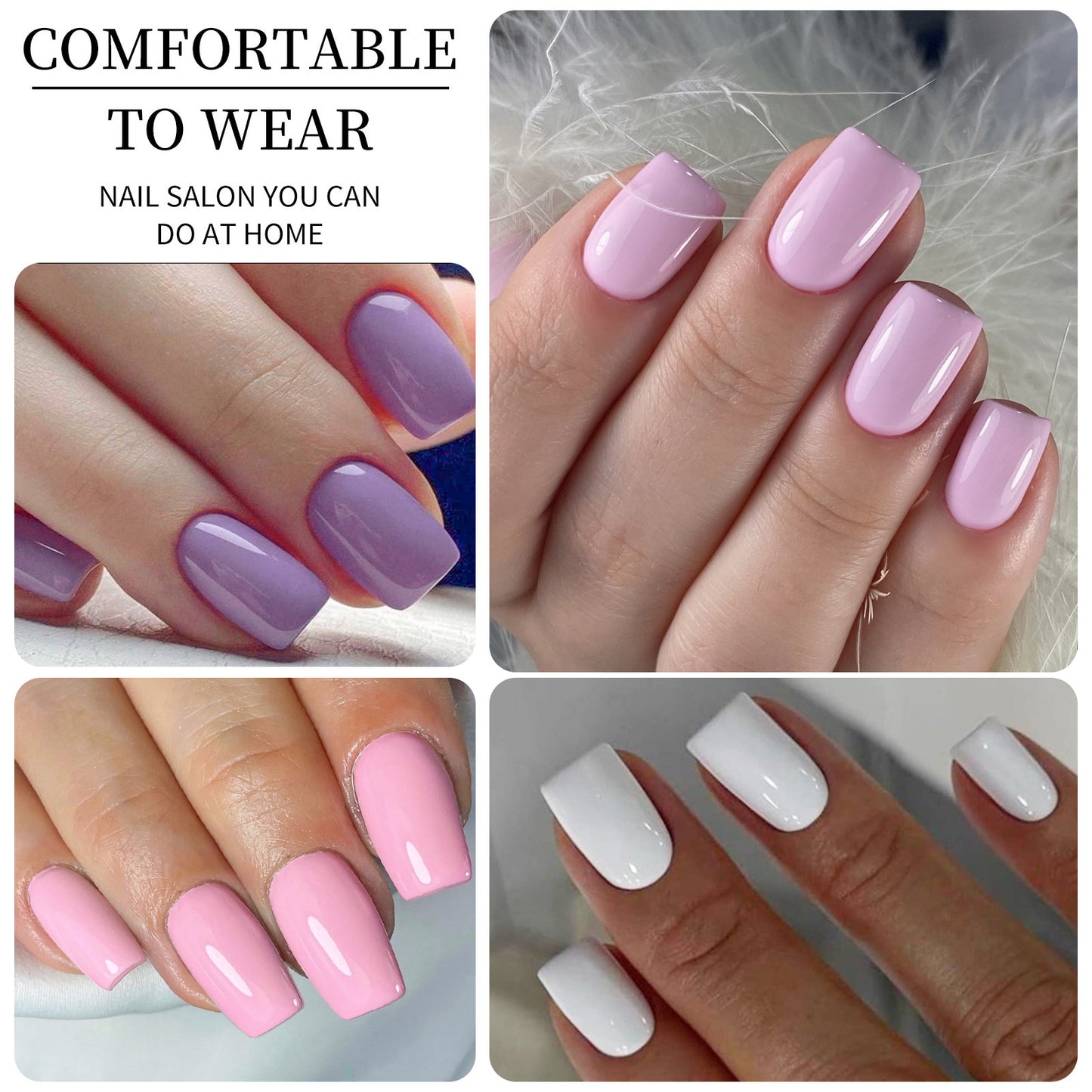 96pcs Short False Nails Tips 4 Color Medium Square Press On Nails