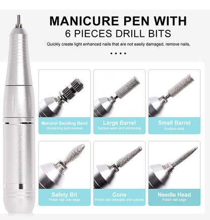 45000 RPM Portable Electric Nail Polisher with Bits LED Display