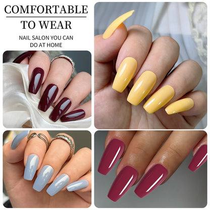 96pcs Short False Nails Tips 4 Color Medium Square Press On Nails