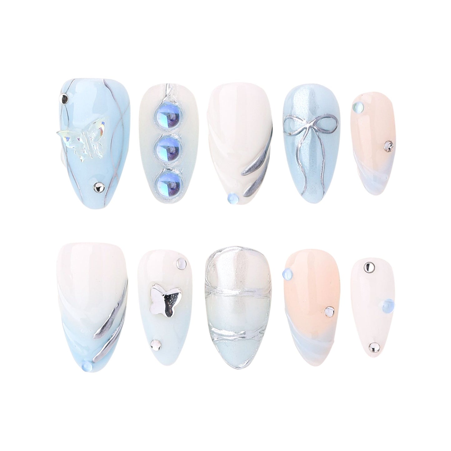 Almond-Medium Nail-3D stereoscopic bow (10pcs)  OMZXX0441