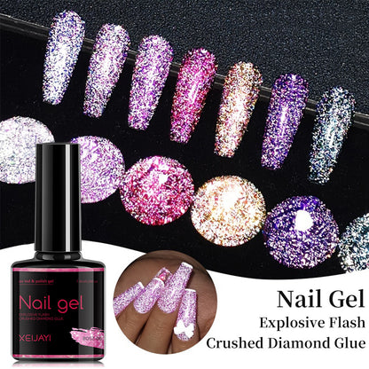 XEIJAYI Giltter Diamond Nail Gel Polish Of 9 Colors Set Soak Off UV Gel Polish 7.3ml/pcs