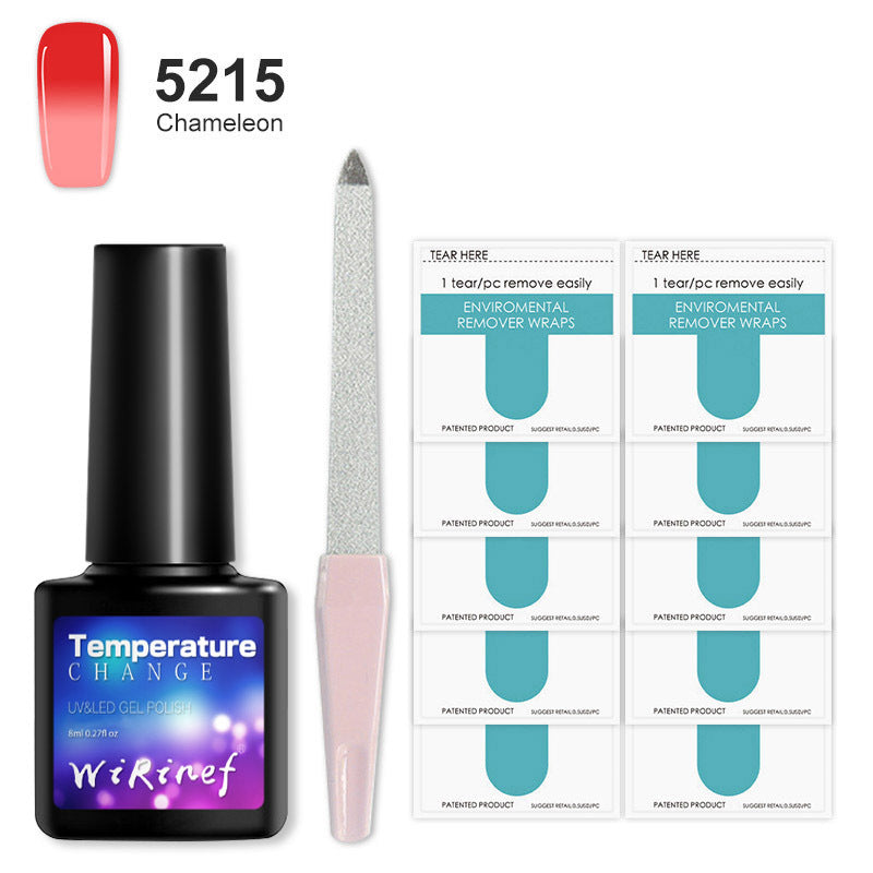 8ML Temperature Color Gel Nail Polish Nail File Buffing Stick Nail Polish Remover Combo kit