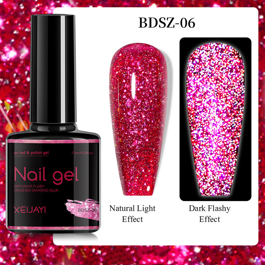 XEIJAYI Giltter Diamond Nail Gel Polish Of 9 Colors Set Soak Off UV Gel Polish 7.3ml/pcs