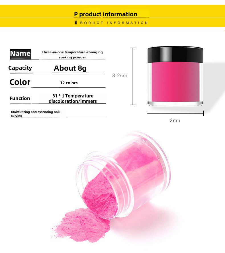 12 Colors Temperature Change Dipping Powder 8g/pcs