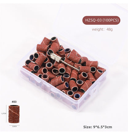 3 Color Coarse Fine Medium Grit Efile Sand Set 80#120#180#  with Mandrel Nails Drill Bits