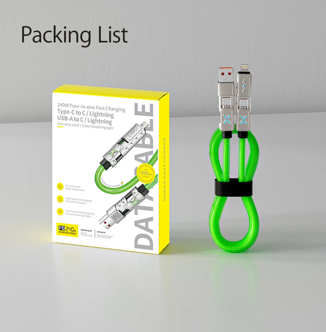USB TYPE-C 4 IN 1 CABLE 1.5M 240W