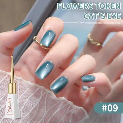 Cat's Eye Nail Gel Polish Flowers Token Series 9Colors Nude Pink Brown Purple Blue Green Coor UV Gel Polish Salon Gel Manicure Diy At Home Nail Art 10ml(0.3fl.oz)/pcs