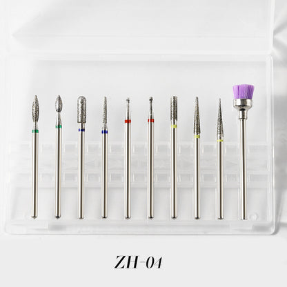 Nail Drill Bits Complete Set 10pcs