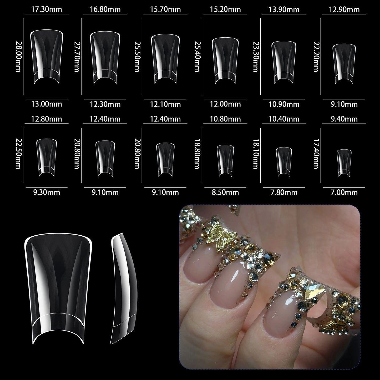 Mat nail tips duck shape 504 pcs/box