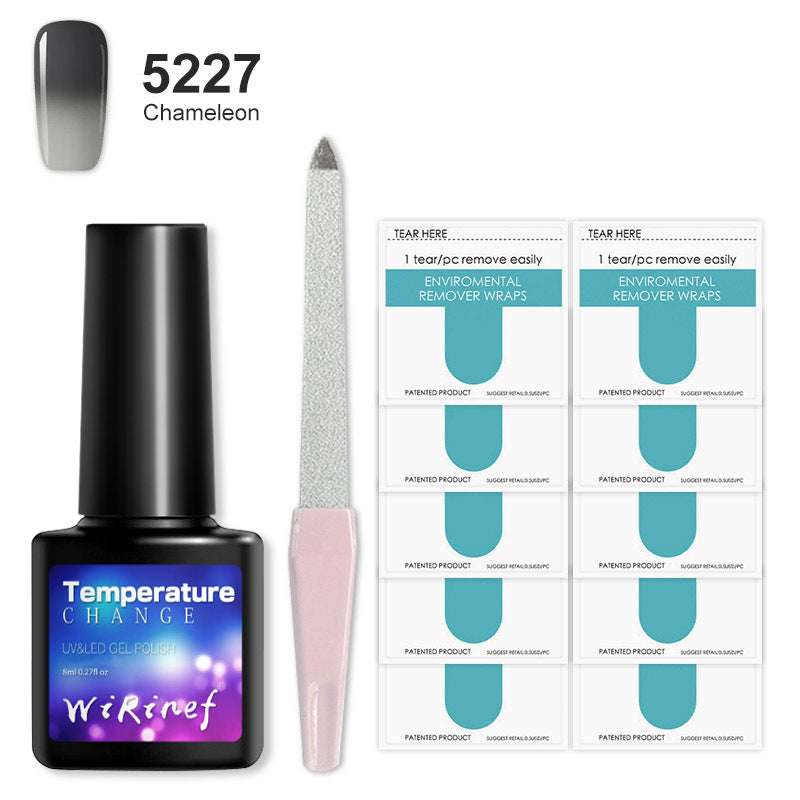 8ML Temperature Color Gel Nail Polish Nail File Buffing Stick Nail Polish Remover Combo kit