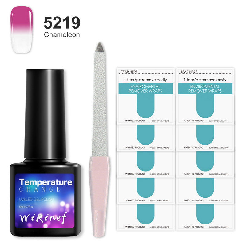 8ML Temperature Color Gel Nail Polish Nail File Buffing Stick Nail Polish Remover Combo kit