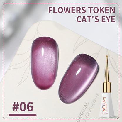 Cat's Eye Nail Gel Polish Flowers Token Series 9Colors Nude Pink Brown Purple Blue Green Coor UV Gel Polish Salon Gel Manicure Diy At Home Nail Art 10ml(0.3fl.oz)/pcs