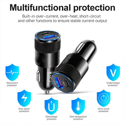 CAR CHARGER 3.1A USB TYPE-C 2 PORT(SLIVER)