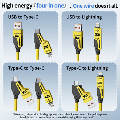 USB TYPE-C 4 IN 1 CABLE 1.5M 65W