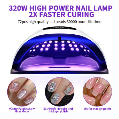 New X19Max Nail Lamp with High Power 320W Nail Dryer for Quick Drying Nail Polish and Gel Polish LED Phototherapy Machine