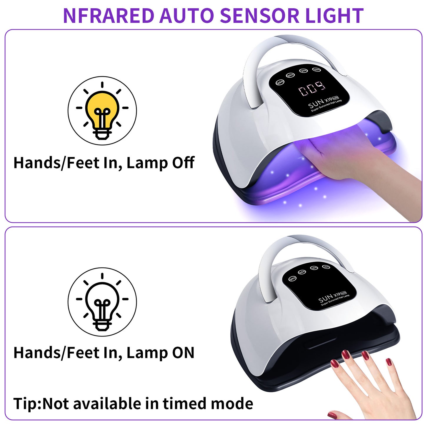 New X19Max Nail Lamp with High Power 320W Nail Dryer for Quick Drying Nail Polish and Gel Polish LED Phototherapy Machine
