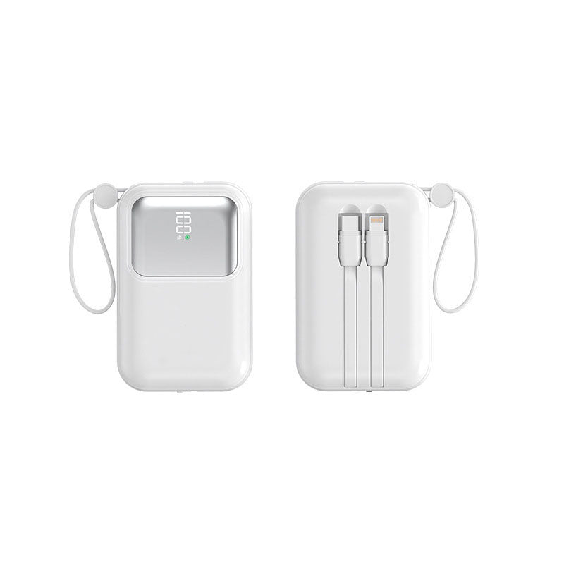 PROTABLE CHARGER POWDER BANK-10000MAH WHITE (TYPE-C,IP,USB)