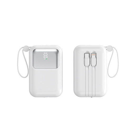 PROTABLE CHARGER POWDER BANK-10000MAH WHITE (TYPE-C,IP,USB)
