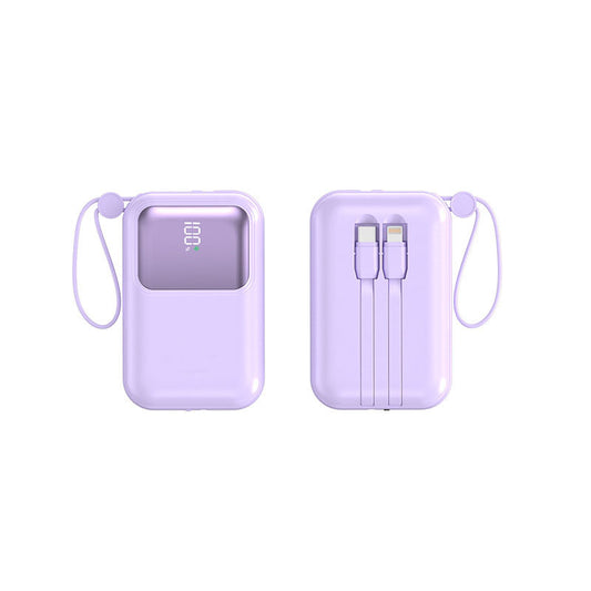 PROTABLE CHARGER POWDER BANK-10000MAH PURPLE (TYPE-C,IP,USB)