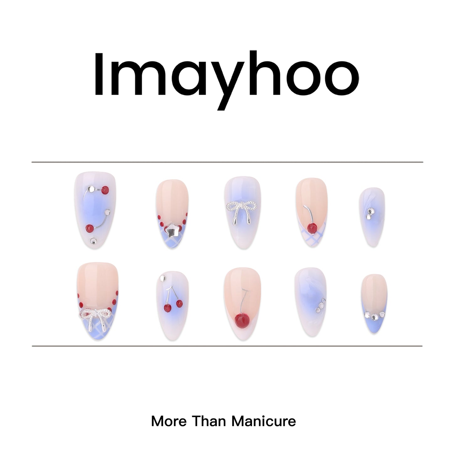 Almonds-Medium Nail-French Nail-3D (10pcs) OM30XX016