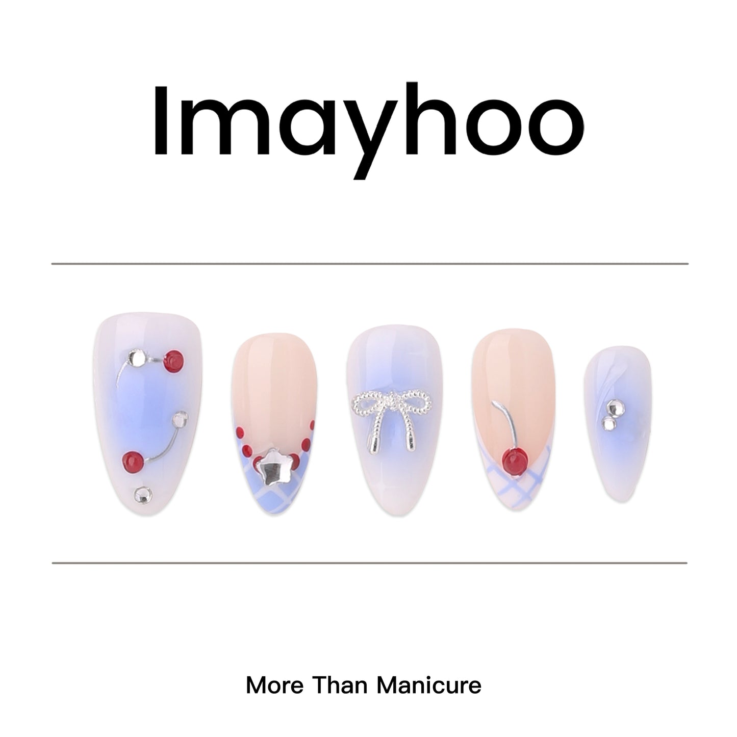 Almonds-Medium Nail-French Nail-3D (10pcs) OM30XX016