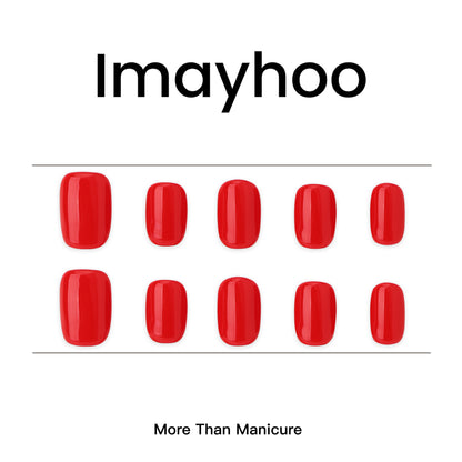 Short Square-Short Nail-Soild Color-Red (10pcs) OMDXX099