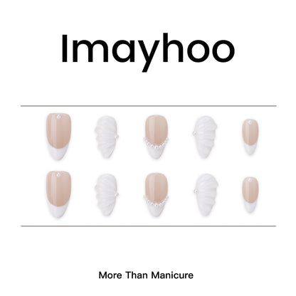 Almonds-Medium Nail-French Tips(10pcs) OMGXX0171