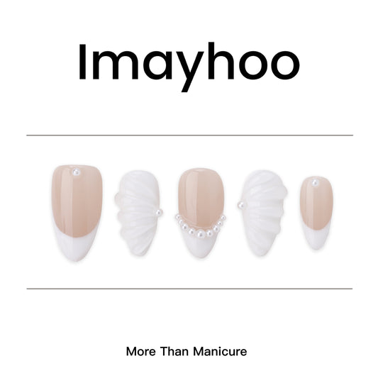 Almonds-Medium Nail-French Tips(10pcs) OMGXX0171