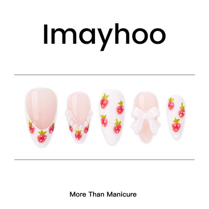 Almond-Medium Nail-Pink-Strawberry (10pcs) OMZXX037