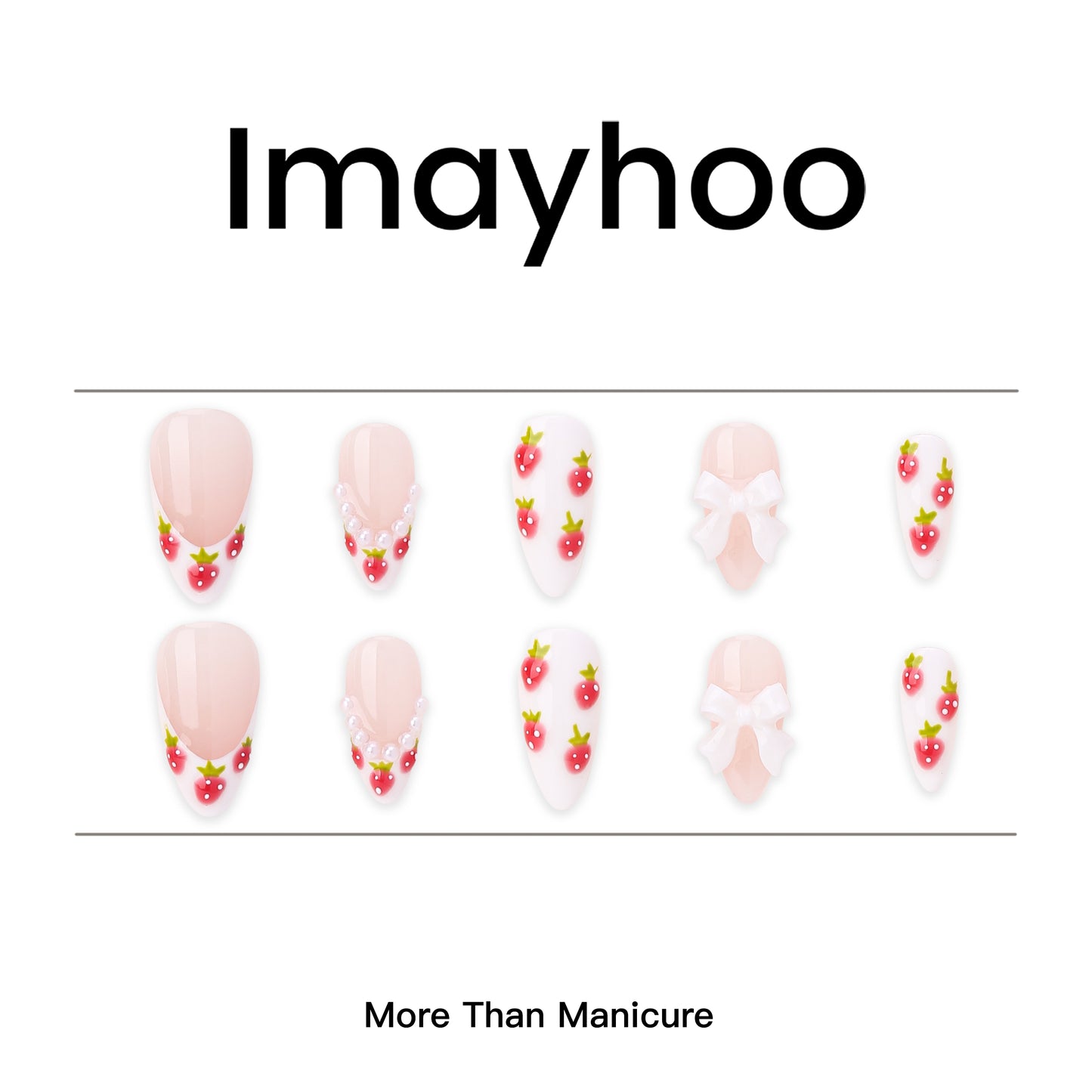 Almond-Medium Nail-Pink-Strawberry (10pcs) OMZXX037