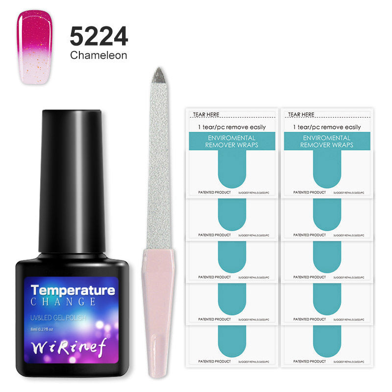 8ML Temperature Color Gel Nail Polish Nail File Buffing Stick Nail Polish Remover Combo kit