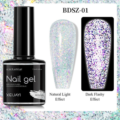 XEIJAYI Giltter Diamond Nail Gel Polish Of 9 Colors Set Soak Off UV Gel Polish 7.3ml/pcs