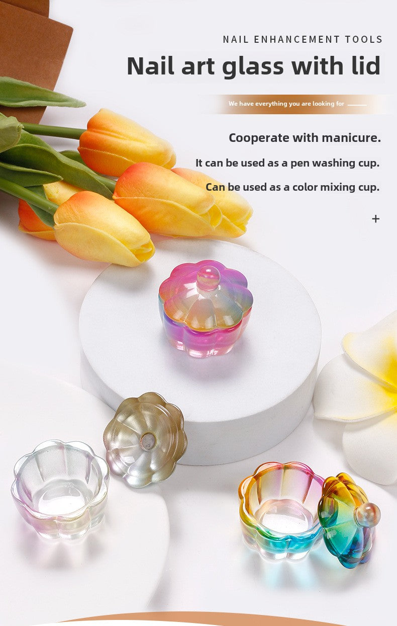 Petal-shaped Dappen Dish for Acrylic Nails with Lid