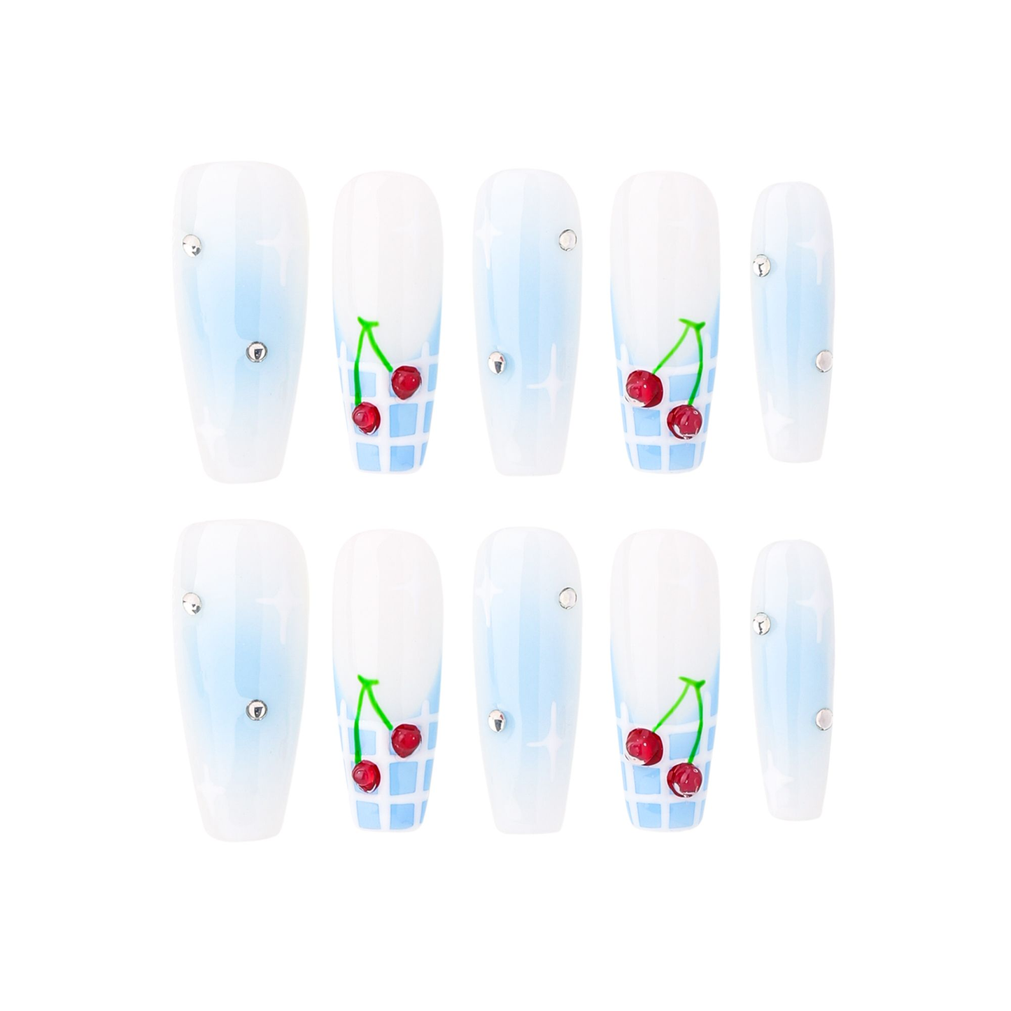Coffin-Long Nail-Plant-Ombre (10pcs) OMGXX23001