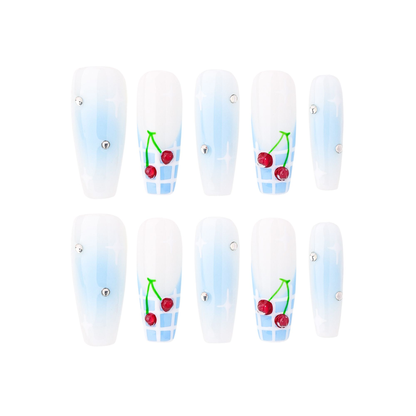 Coffin-Long Nail-Plant-Ombre (10pcs) OMGXX23001