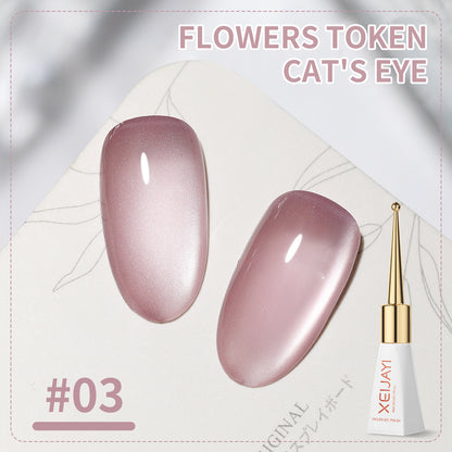 Cat's Eye Nail Gel Polish Flowers Token Series 9Colors Nude Pink Brown Purple Blue Green Coor UV Gel Polish Salon Gel Manicure Diy At Home Nail Art 10ml(0.3fl.oz)/pcs