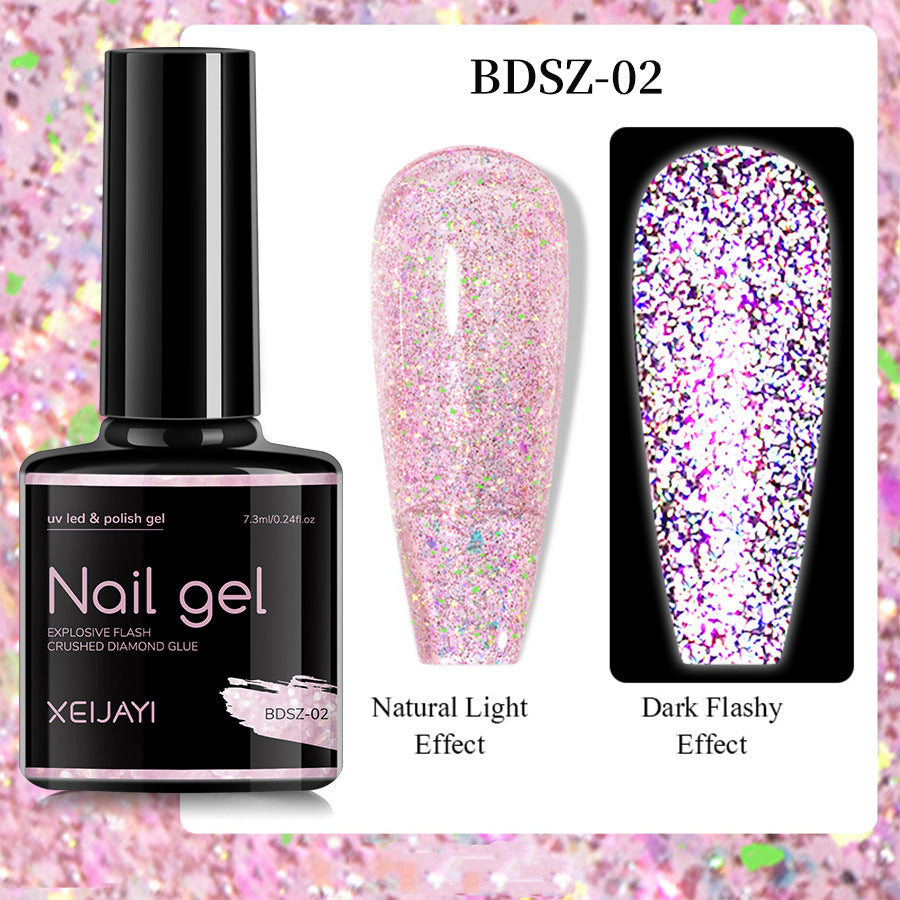 XEIJAYI Giltter Diamond Nail Gel Polish Of 9 Colors Set Soak Off UV Gel Polish 7.3ml/pcs