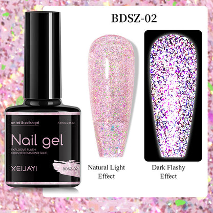 XEIJAYI Giltter Diamond Nail Gel Polish Of 9 Colors Set Soak Off UV Gel Polish 7.3ml/pcs