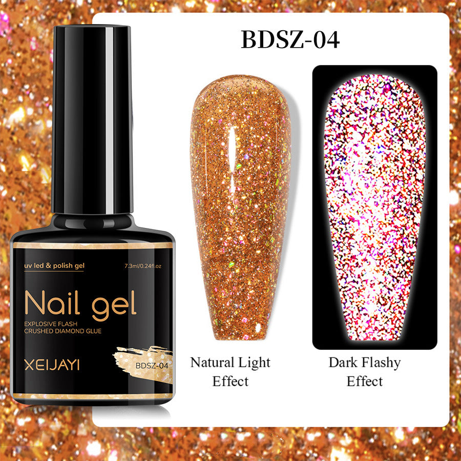 XEIJAYI Giltter Diamond Nail Gel Polish Of 9 Colors Set Soak Off UV Gel Polish 7.3ml/pcs