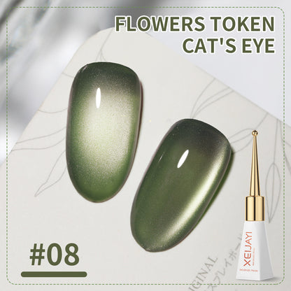 Cat's Eye Nail Gel Polish Flowers Token Series 9Colors Nude Pink Brown Purple Blue Green Coor UV Gel Polish Salon Gel Manicure Diy At Home Nail Art 10ml(0.3fl.oz)/pcs