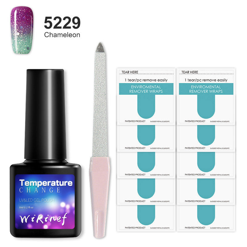 8ML Temperature Color Gel Nail Polish Nail File Buffing Stick Nail Polish Remover Combo kit