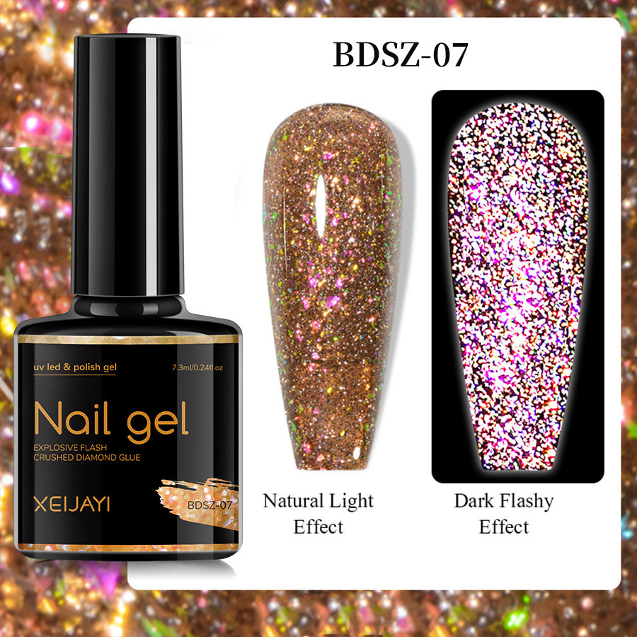 XEIJAYI Giltter Diamond Nail Gel Polish Of 9 Colors Set Soak Off UV Gel Polish 7.3ml/pcs