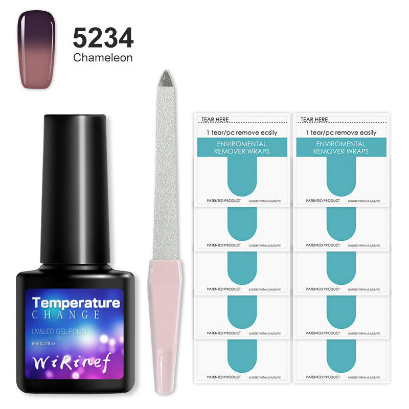 8ML Temperature Color Gel Nail Polish Nail File Buffing Stick Nail Polish Remover Combo kit