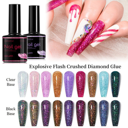 XEIJAYI Giltter Diamond Nail Gel Polish Of 9 Colors Set Soak Off UV Gel Polish 7.3ml/pcs
