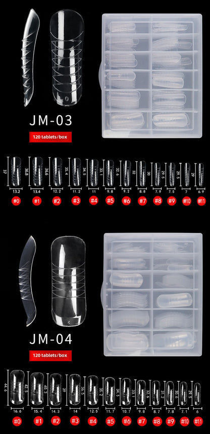 120PCS Nail Dual Forms 15 Size Extension Acrylic Nail Molds Sets