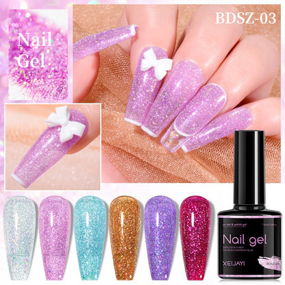 XEIJAYI Giltter Diamond Nail Gel Polish Of 9 Colors Set Soak Off UV Gel Polish 7.3ml/pcs